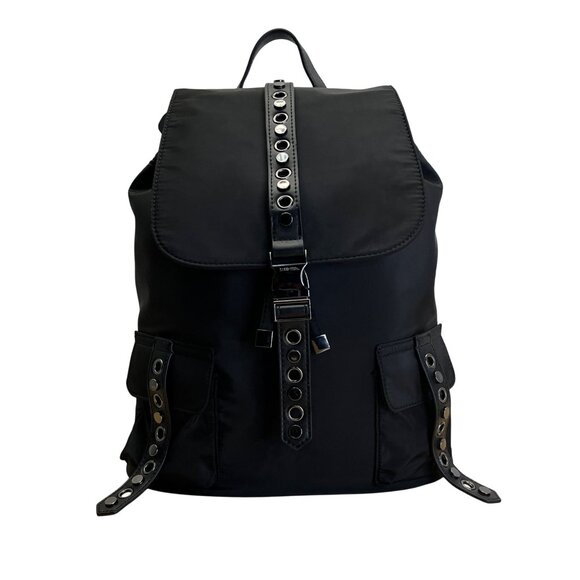 Saint & Sofia Black Nylon With Grommet Strap Design & Exterior Pockets Backpack - Picture 1 of 12